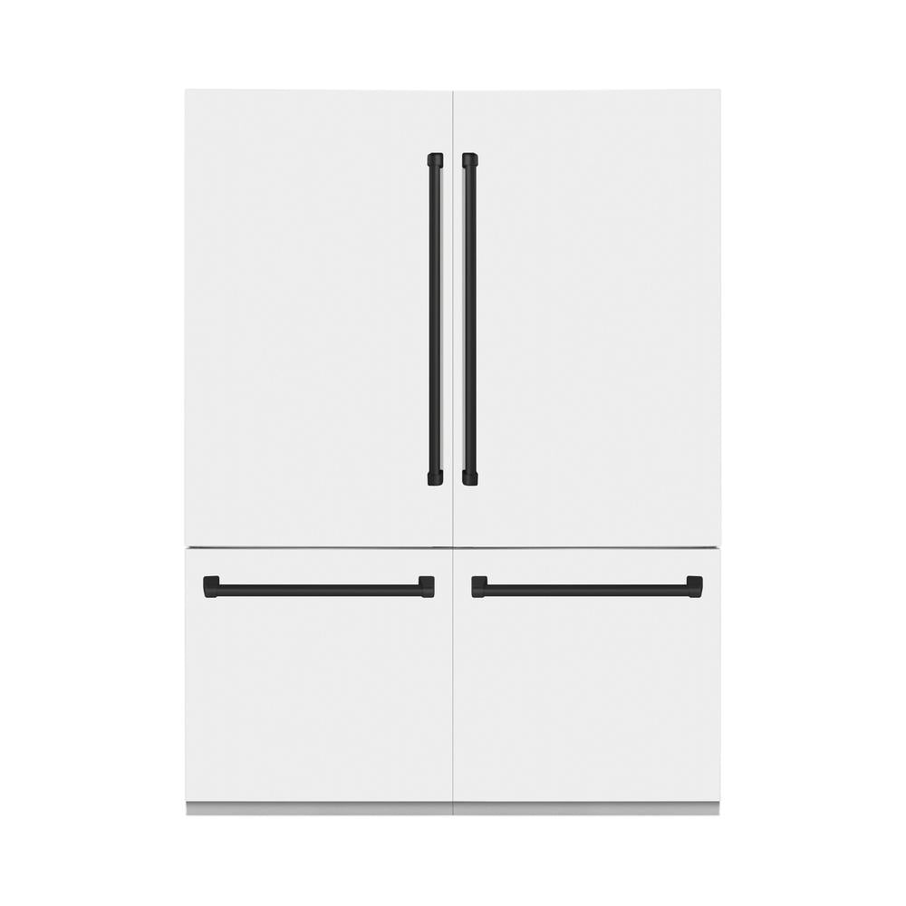 Autograph Edition 60 In. 32.2 Cu. Ft. French Door Built-in Bottom Freezer Refrigerator With Water Dispenser And Ice Maker In White Matte With Matte Black Accents RBIVZWM60MB