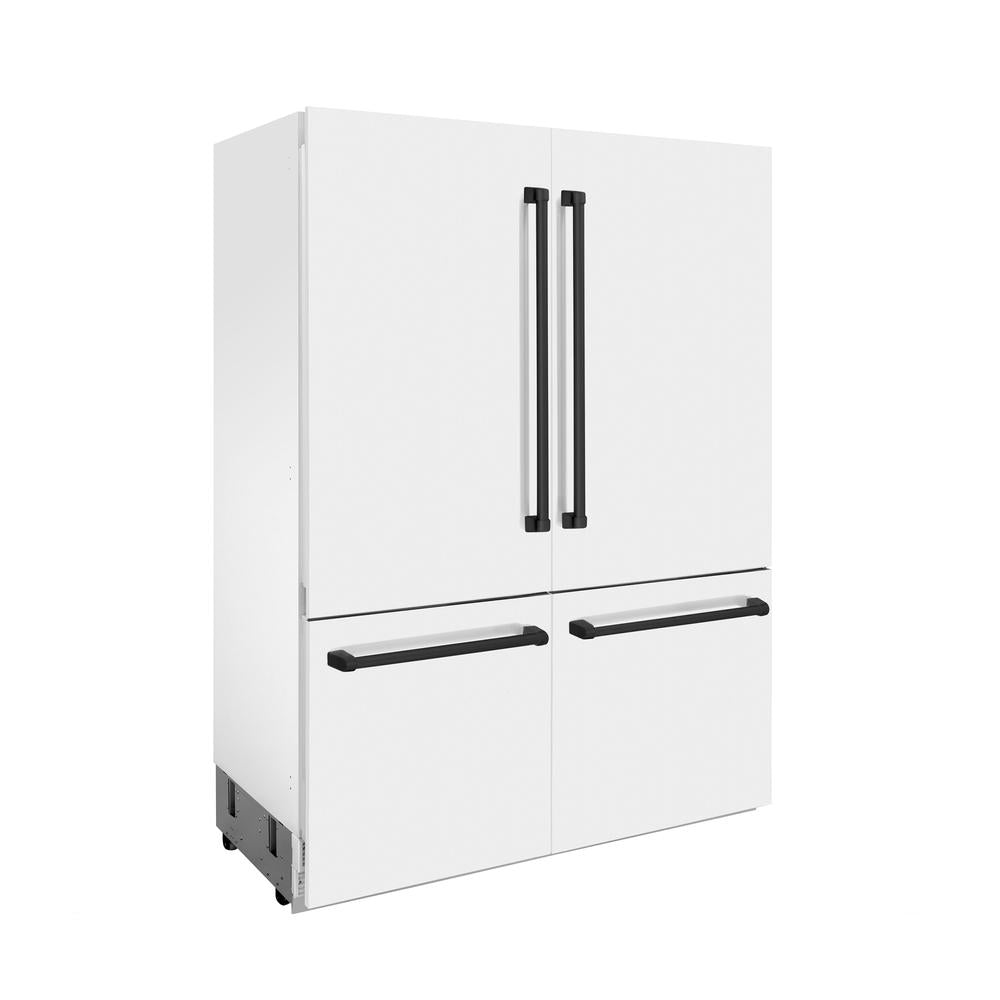 Autograph Edition 60 In. 32.2 Cu. Ft. French Door Built-in Bottom Freezer Refrigerator With Water Dispenser And Ice Maker In White Matte With Matte Black Accents RBIVZWM60MB