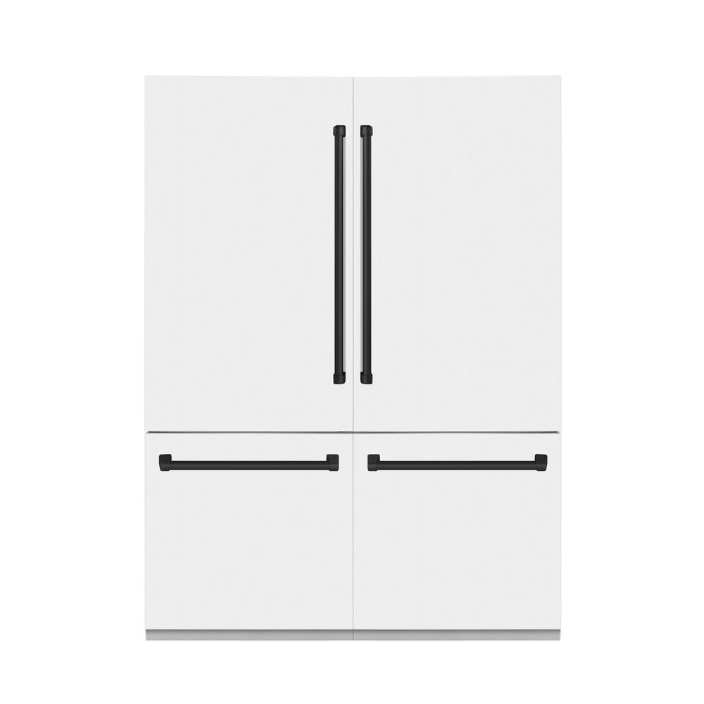 Autograph Edition 60 In. 32.2 Cu. Ft. French Door Built-in Bottom Freezer Refrigerator With Water Dispenser And Ice Maker In White Matte With Matte Black Accents RBIVZWM60MB