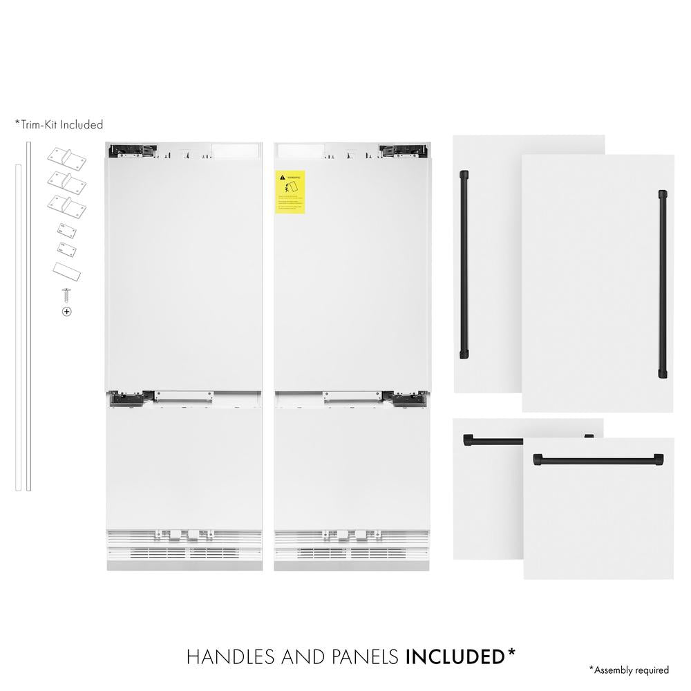 Autograph Edition 60 In. 32.2 Cu. Ft. French Door Built-in Bottom Freezer Refrigerator With Water Dispenser And Ice Maker In White Matte With Matte Black Accents RBIVZWM60MB