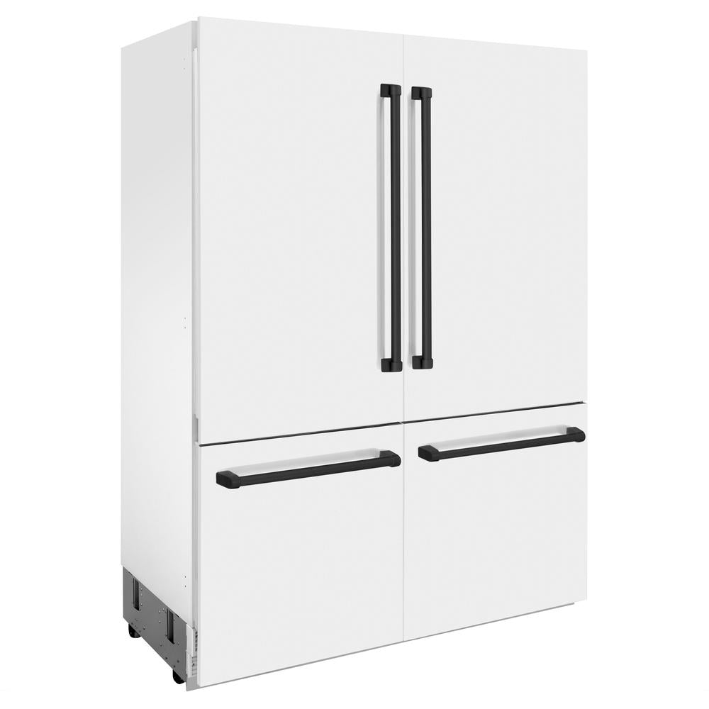 Autograph Edition 60 In. 32.2 Cu. Ft. French Door Built-in Bottom Freezer Refrigerator With Water Dispenser And Ice Maker In White Matte With Matte Black Accents RBIVZWM60MB