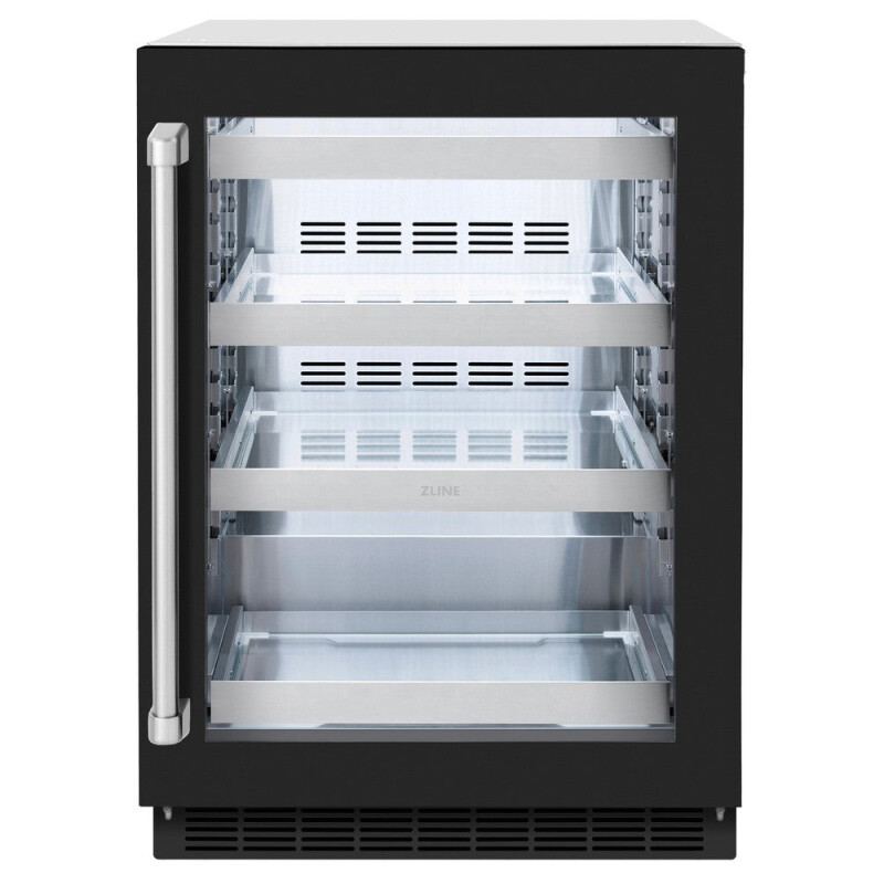 ZLINE 24 in. Touchstone 151 Can Beverage Fridge With Black Matte Glass Door (RBSO-BLM-24) RBSOBLM24