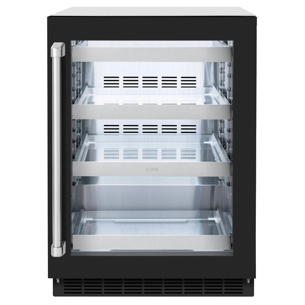 24 In. Touchstone 151 Can Beverage Fridge With Black Matte Glass Door RBSOBLM24