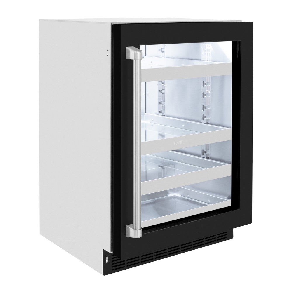 24 In. Touchstone 151 Can Beverage Fridge With Black Matte Glass Door RBSOBLM24