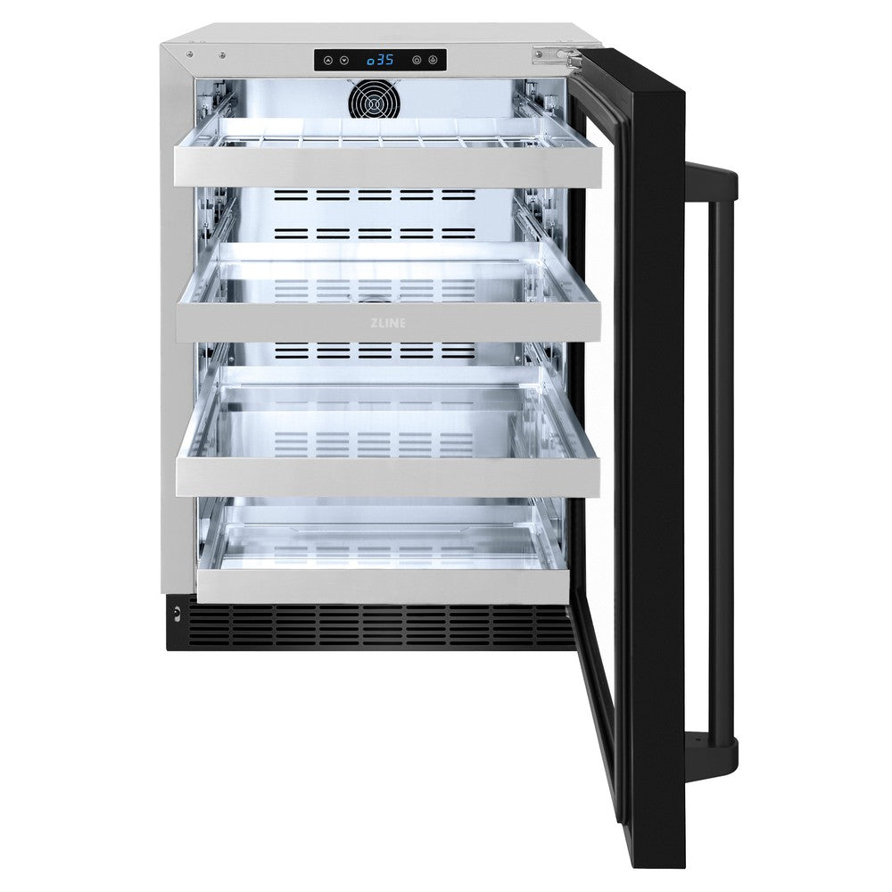 24 In. Touchstone 151 Can Beverage Fridge With Black Stainless Steel Glass Door RBSOBS24