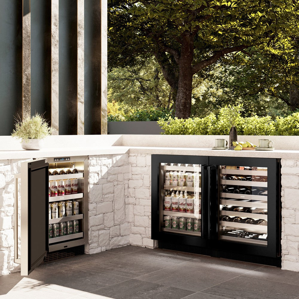 24 In. Touchstone 151 Can Beverage Fridge With Black Stainless Steel Glass Door RBSOBS24