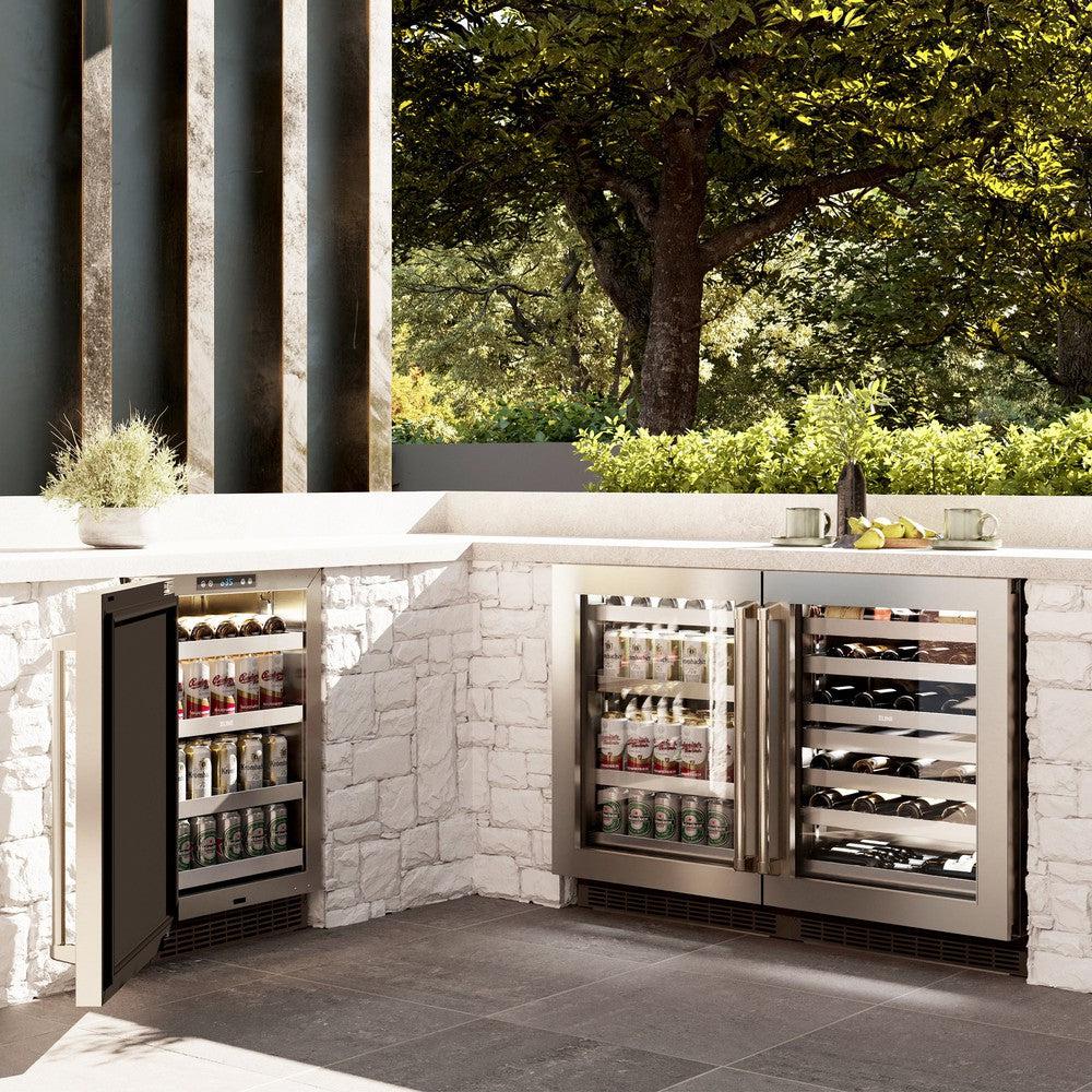 24in. Touchstone 151 Can Beverage Fridge With Stainless Steel Glass Door RBSOGS24