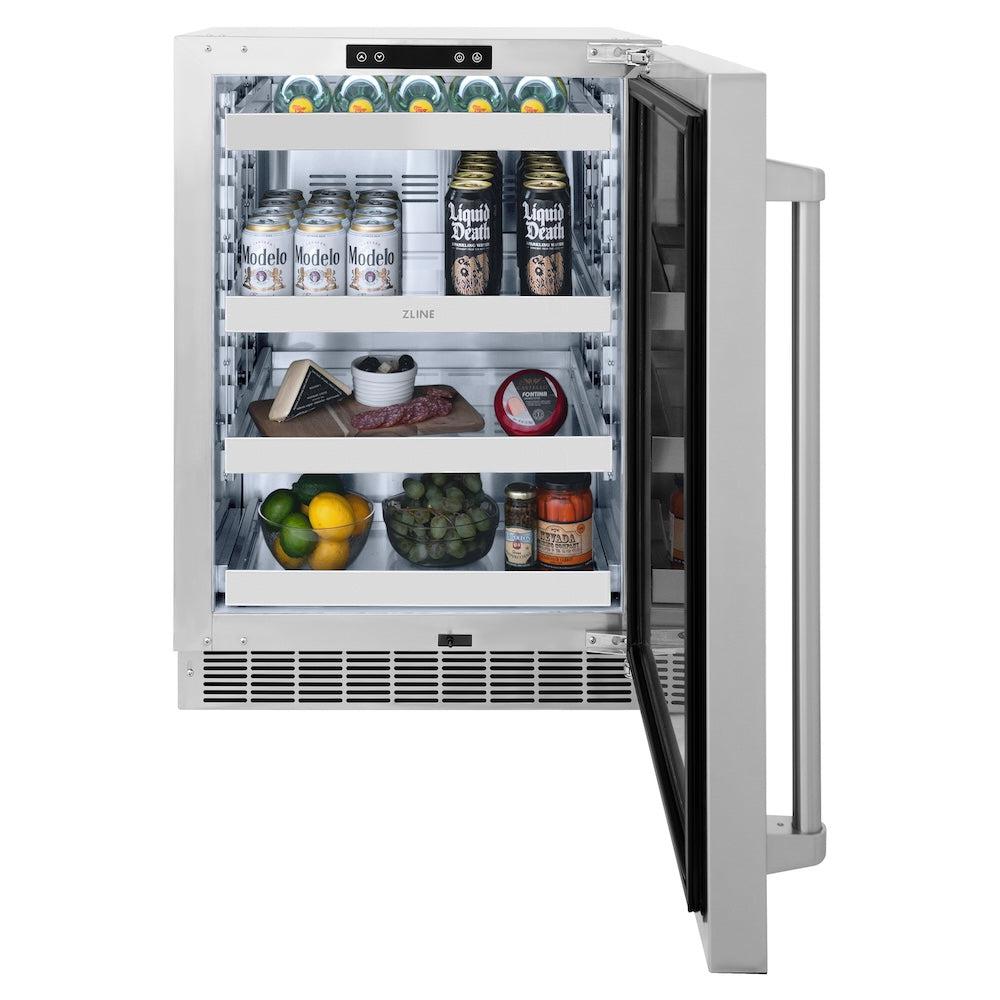24 In. Touchstone 151 Can Beverage Fridge With Solid Stainless Steel Door RBSOST24