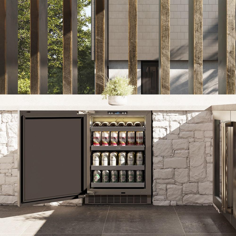 24 In. Touchstone 151 Can Beverage Fridge With Solid Stainless Steel Door RBSOST24
