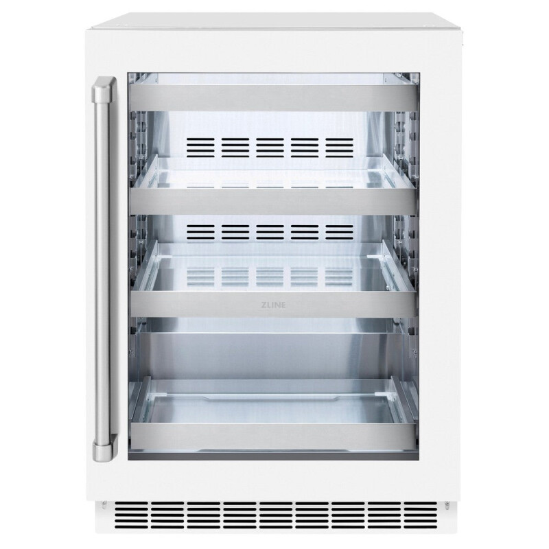 ZLINE 24 in. Touchstone 151 Can Beverage Fridge With White Matte Glass Door (RBSO-WM-24) RBSOWM24