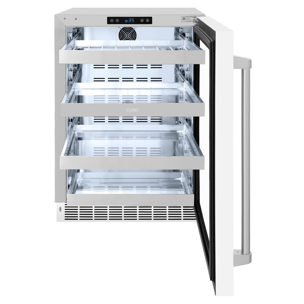 24 In. Touchstone 151 Can Beverage Fridge With White Matte Glass Door RBSOWM24