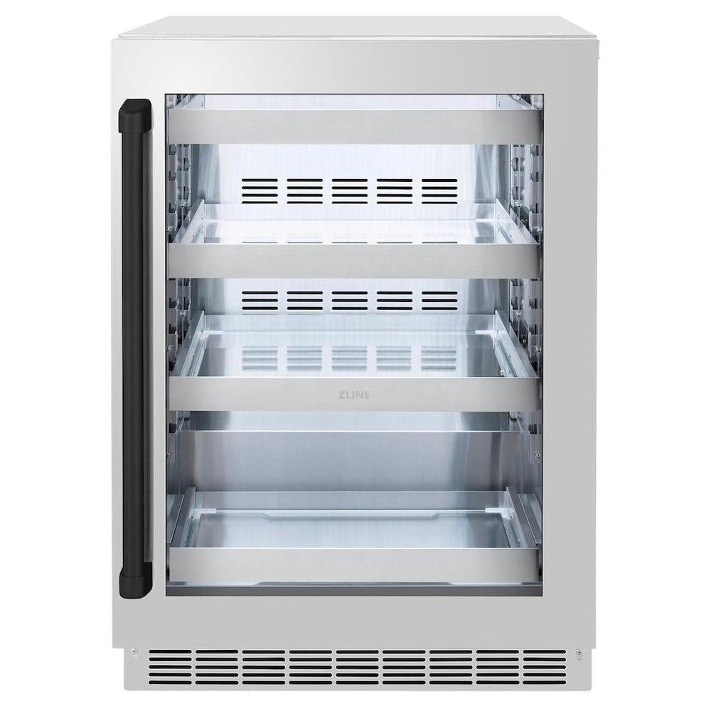 Autograph Edition 24 In. Touchstone 151 Can Beverage Fridge With Stainless Steel Glass Door And Matte Black Handle RBSOZGS24MB