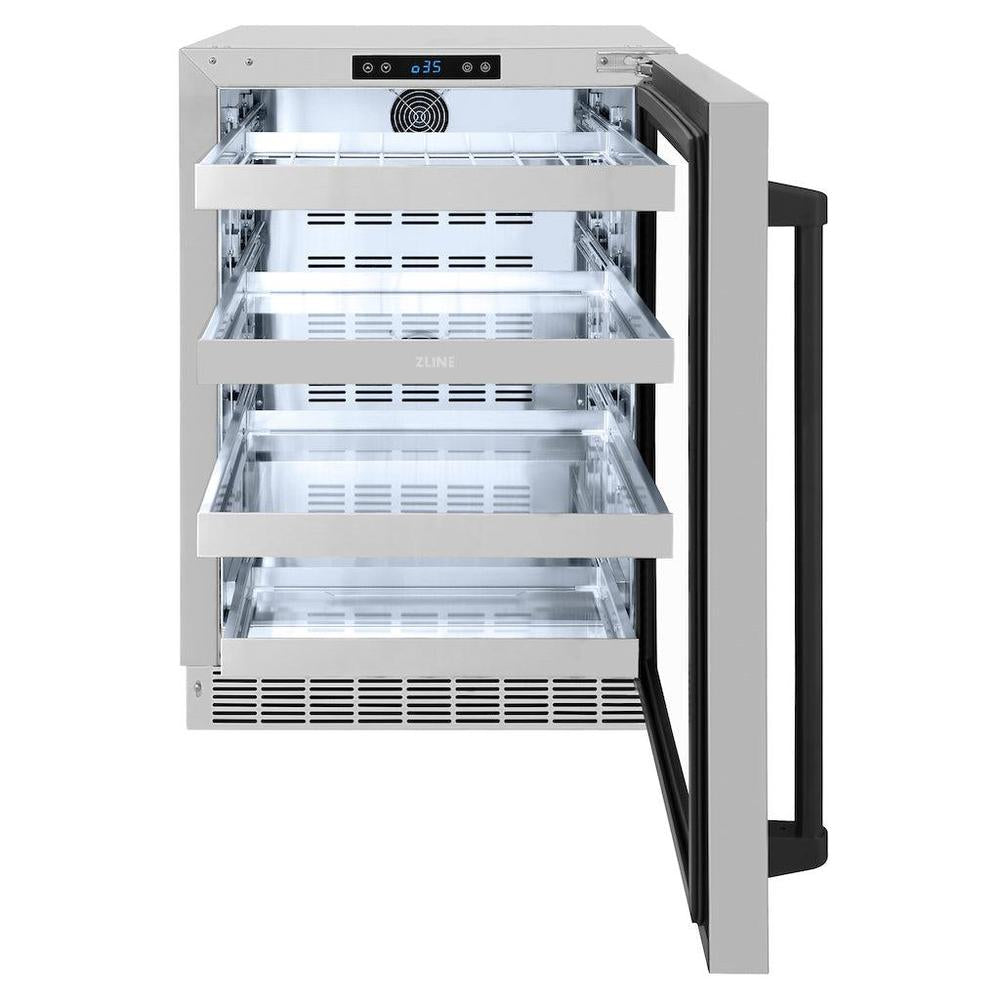 Autograph Edition 24 In. Touchstone 151 Can Beverage Fridge With Stainless Steel Glass Door And Matte Black Handle RBSOZGS24MB