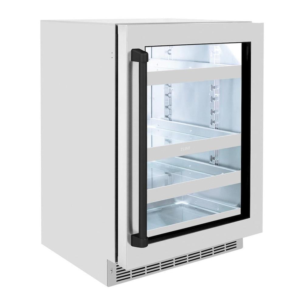 Autograph Edition 24 In. Touchstone 151 Can Beverage Fridge With Stainless Steel Glass Door And Matte Black Handle RBSOZGS24MB