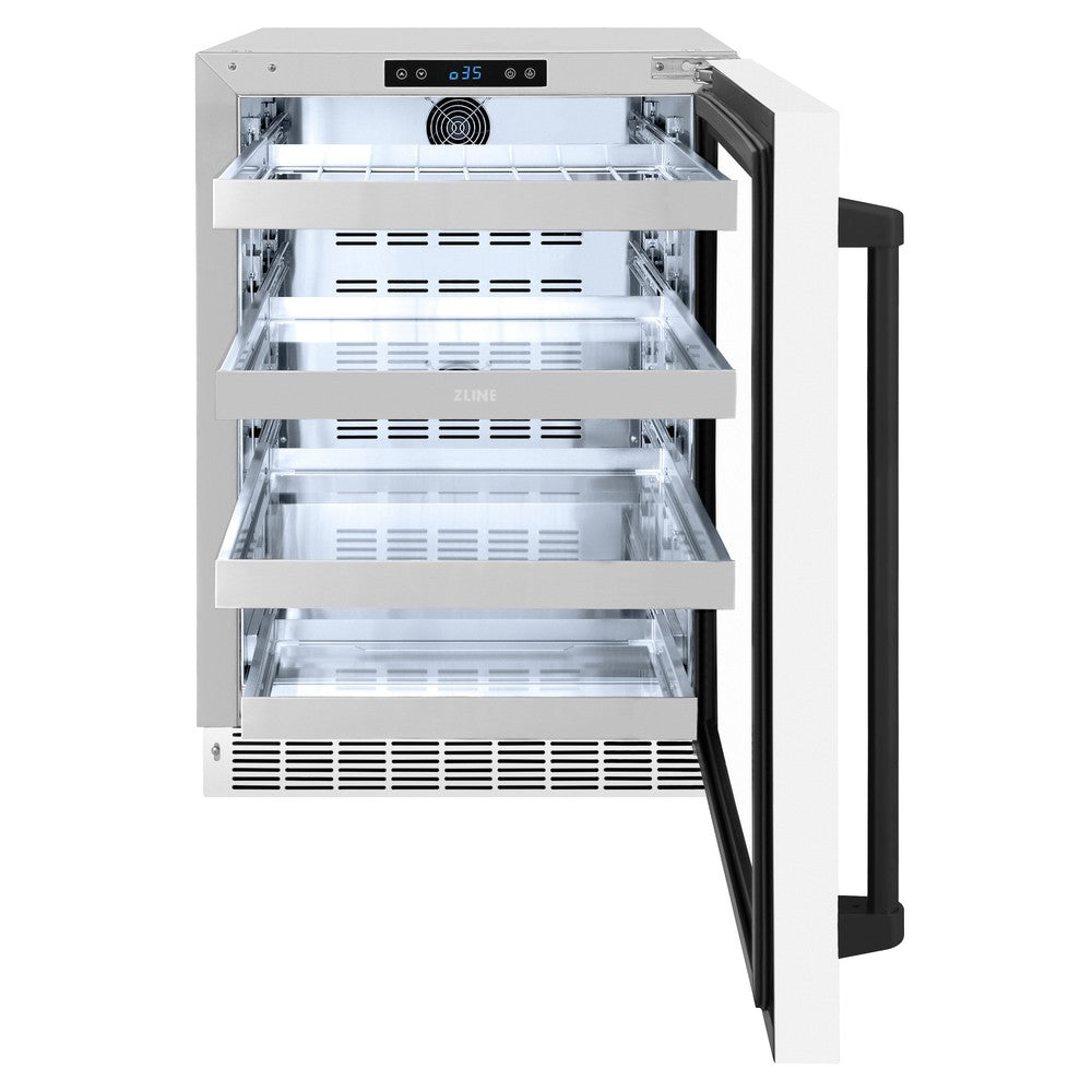 Autograph Edition 24 In. Touchstone 151 Can Beverage Fridge With White Matte Glass Door And Matte Black Handle RBSOZWM24MB
