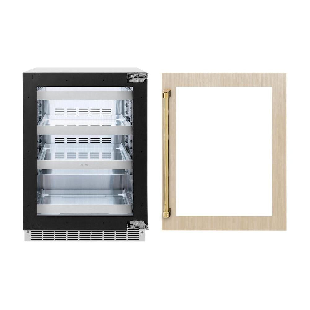 Autograph Edition 24 In. Touchstone 151 Can Beverage Fridge With Panel Ready Glass Door And Polished Gold Handle RBSPOZ24G