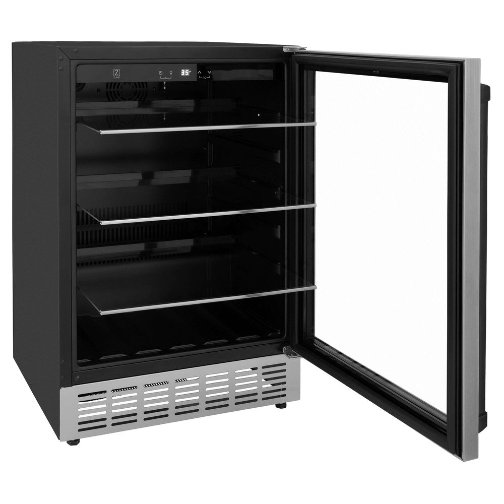 Autograph Edition 24 In. Monument 154 Can Beverage Fridge In Stainless Steel With Matte Black Accents RBVZUS24MB