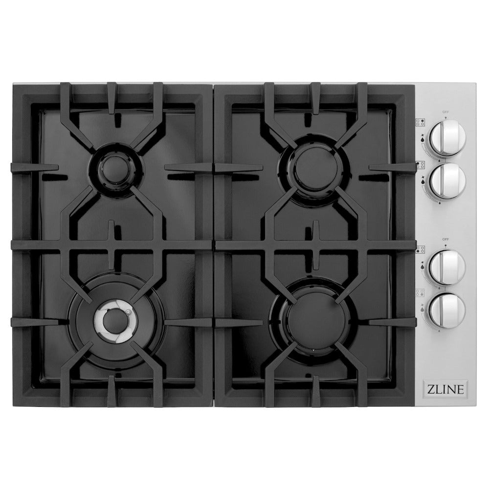 30 In. Gas Cooktop With 4 Burners And Black Porcelain Top RC30PBT