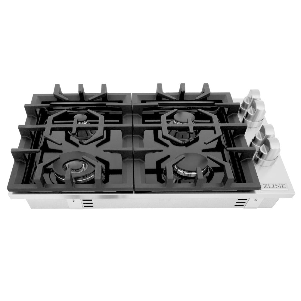 30 In. Gas Cooktop With 4 Burners And Black Porcelain Top RC30PBT