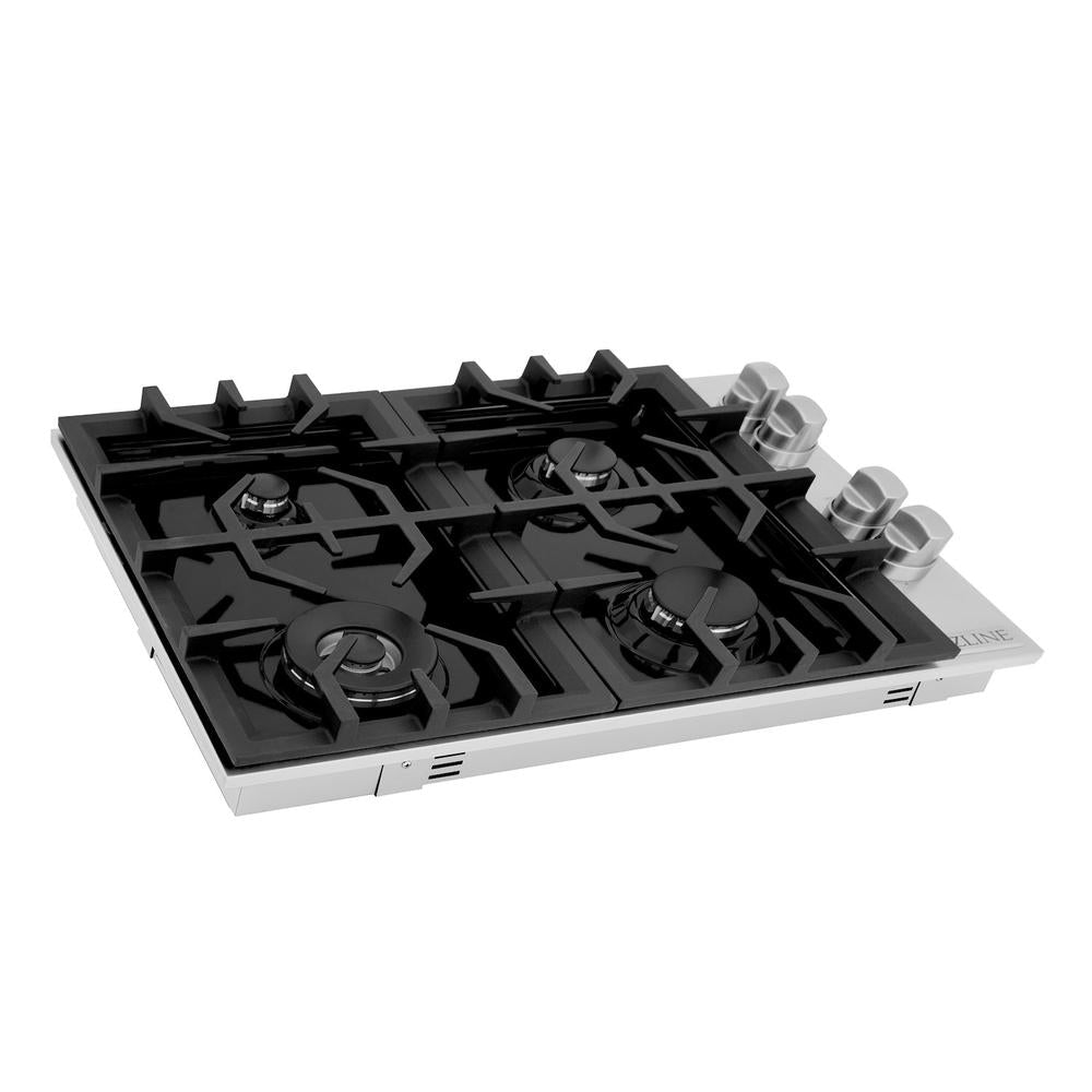 30 In. Gas Cooktop With 4 Burners And Black Porcelain Top RC30PBT