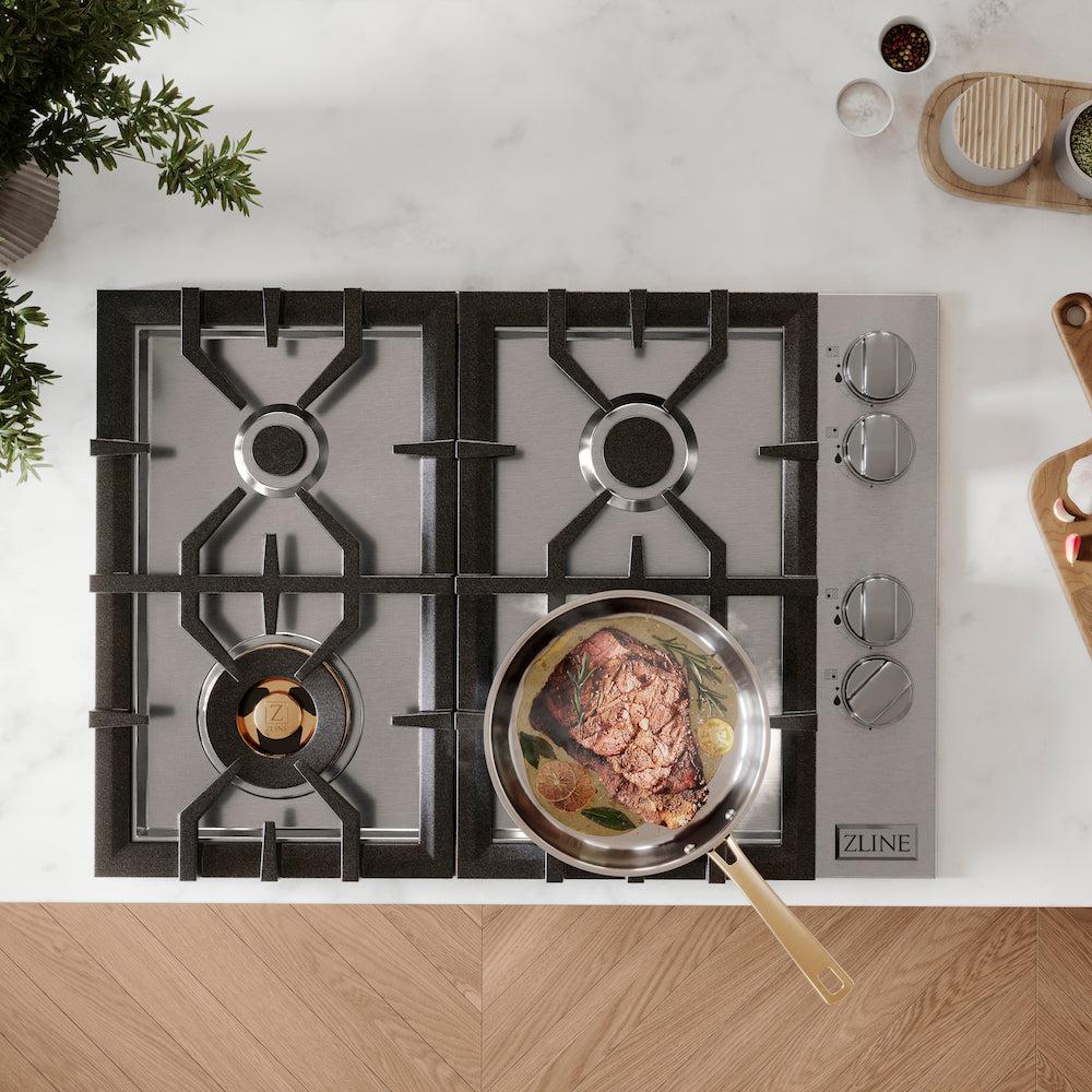 30" Drop-in Gas Stovetop with 4 Gas burners (RC30) with Brass Burners RCBR30