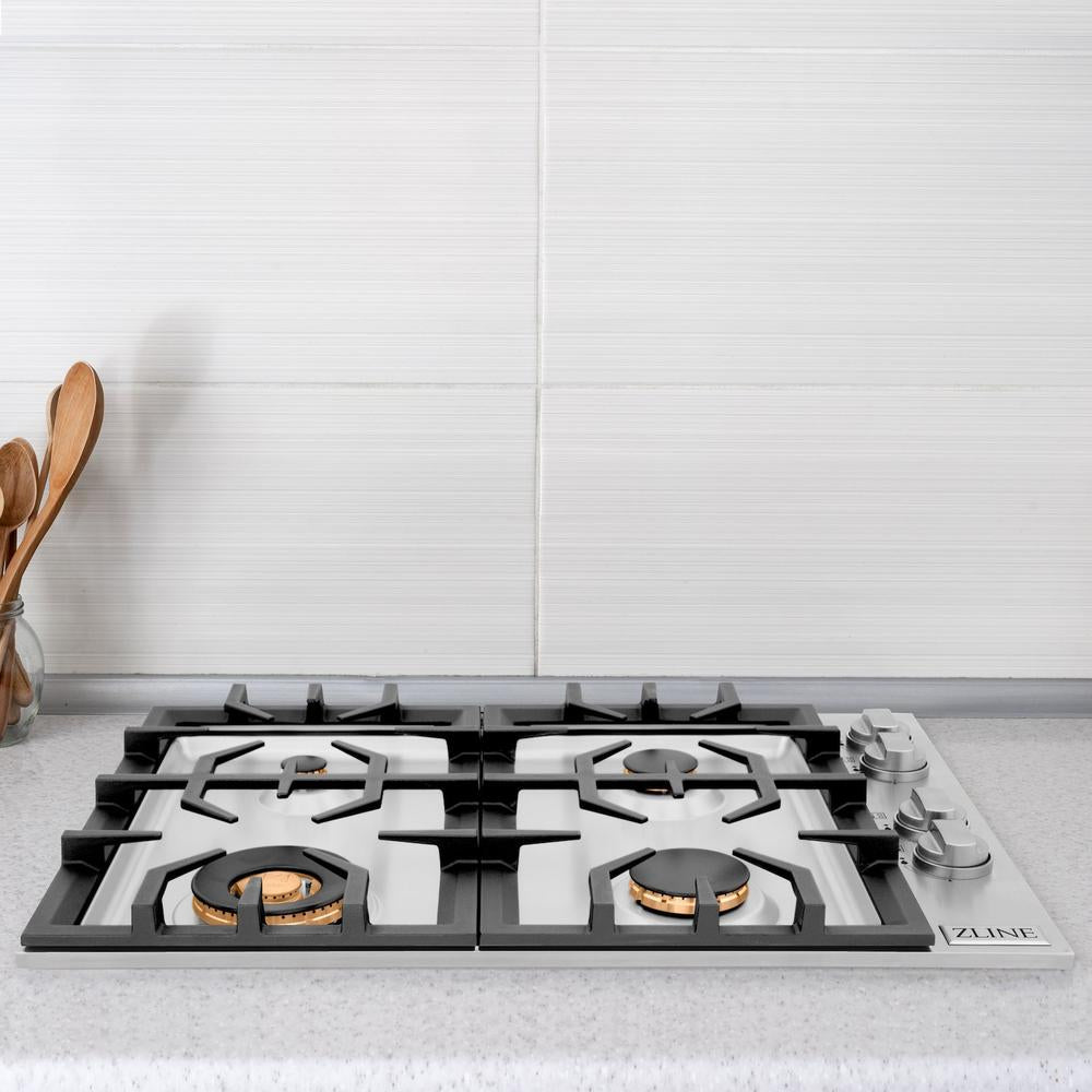 30" Drop-in Gas Stovetop with 4 Gas burners (RC30) with Brass Burners RCBR30