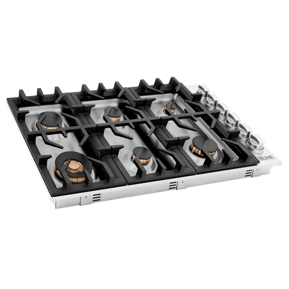 36 In. Gas Cooktop With 6 Brass Burners RCBR36