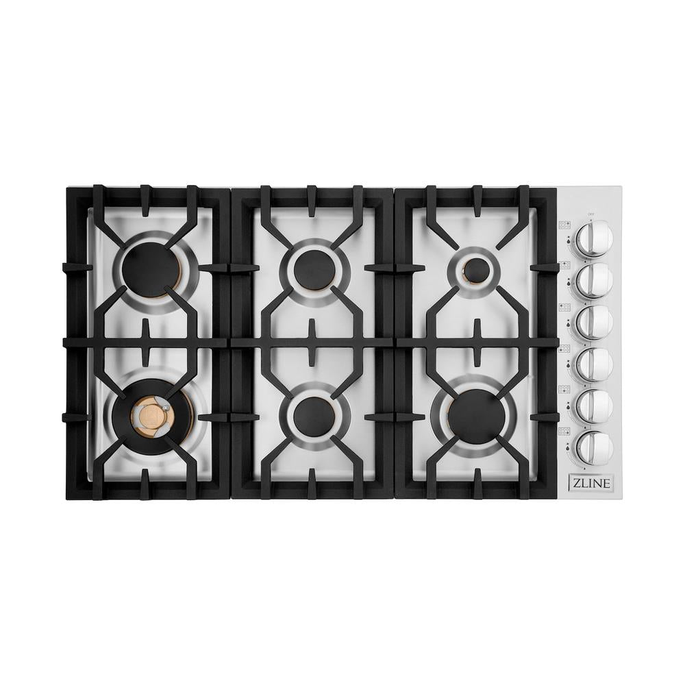 36 In. Gas Cooktop With 6 Brass Burners RCBR36