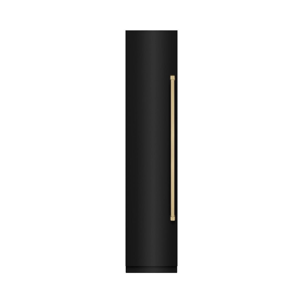 Autograph Edition 18 In. 8.6 Cu. Ft. Left Hinge Column Freezer In Black Stainless Steel With Graphite Gray Interior And Champagne Bronze Accents RCFVLZBS18CB