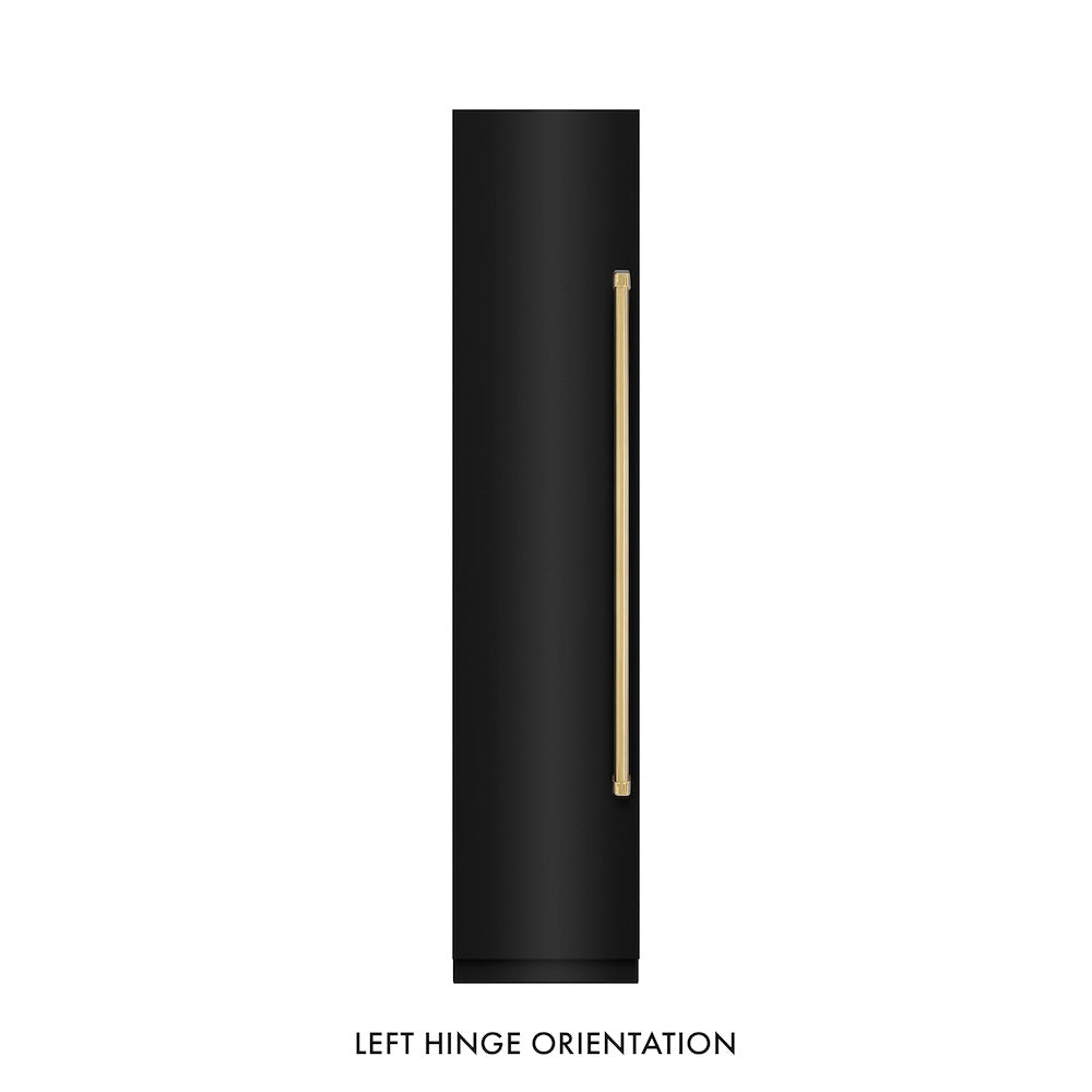 Autograph Edition 18 In. 8.6 Cu. Ft. Left Hinge Column Freezer In Black Stainless Steel With Graphite Gray Interior And Polished Gold Accents RCFVLZBS18G