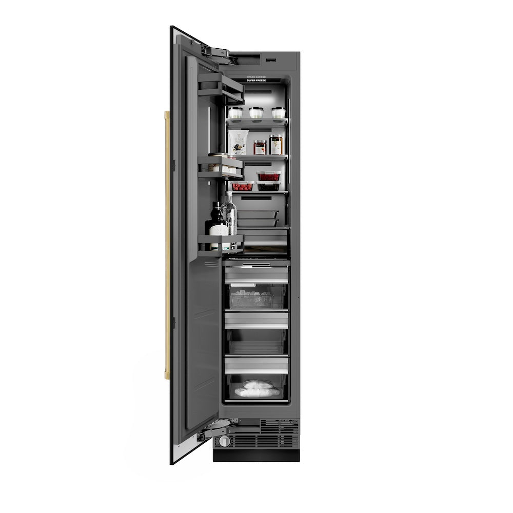 Autograph Edition 18 In. 8.6 Cu. Ft. Left Hinge Column Freezer In Black Stainless Steel With Graphite Gray Interior And Polished Gold Accents RCFVLZBS18G