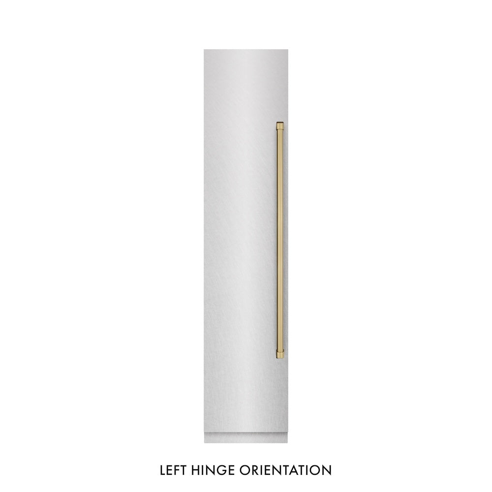 Autograph Edition 18 In. 8.6 Cu. Ft. Left Hinge Column Freezer In Satin Stainless Steel With Graphite Gray Interior And Champagne Bronze Accents RCFVLZSN18CB