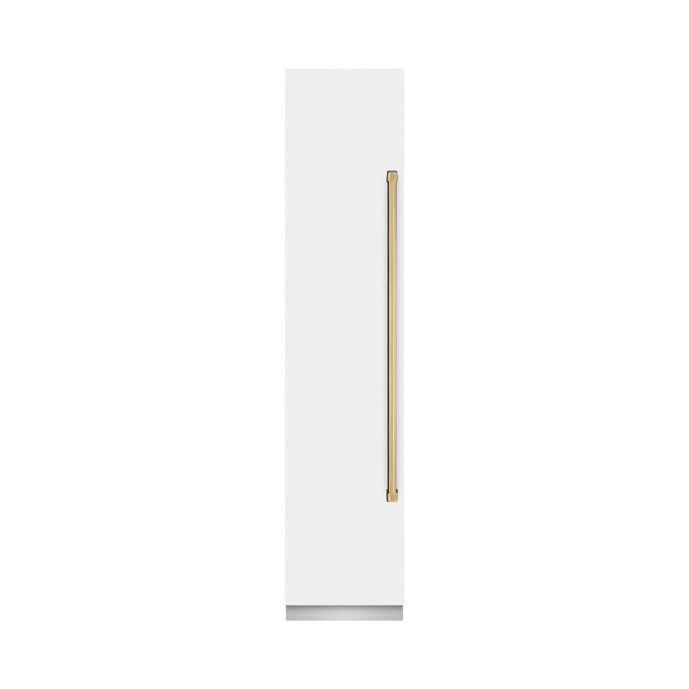 Autograph Edition 18 In. 8.6 Cu. Ft. Left Hinge Column Freezer In White Matte With Graphite Gray Interior And Polished Gold Accents RCFVLZWM18G