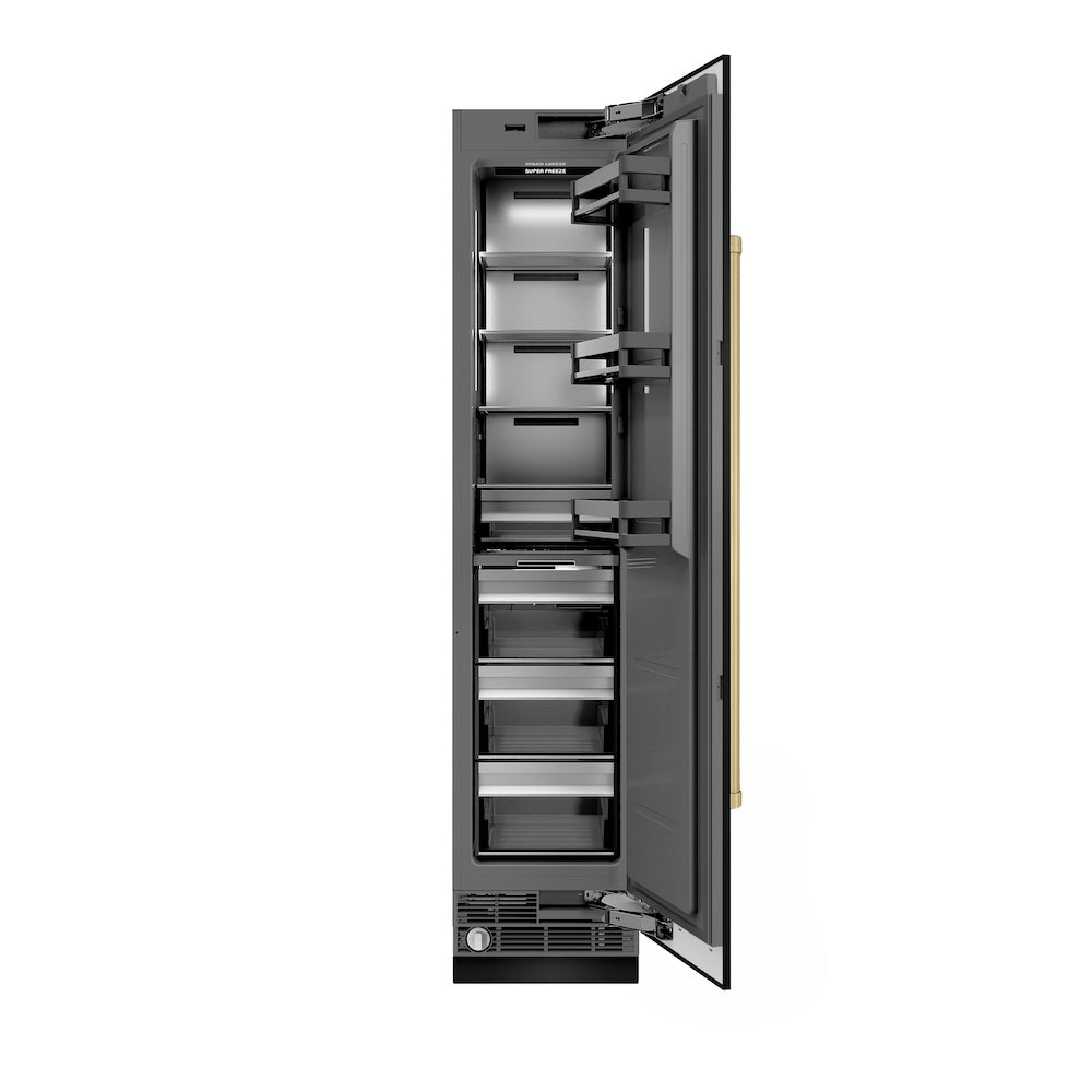 Autograph Edition 18 In. 8.6 Cu. Ft. Right Hinge Column Freezer In Black Stainless Steel With Graphite Gray Interior And Champagne Bronze Accents RCFVRZBS18CB