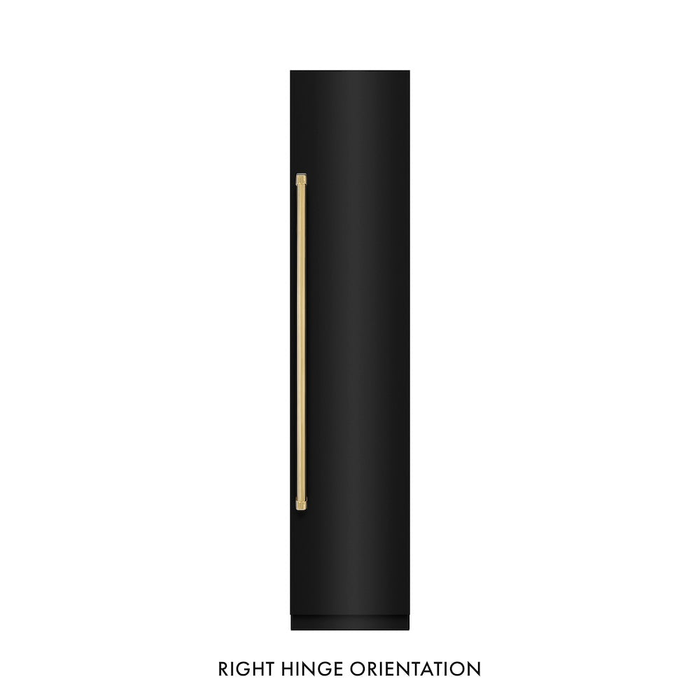 Autograph Edition 18 In. 8.6 Cu. Ft. Right Hinge Column Freezer In Black Stainless Steel With Graphite Gray Interior And Polished Gold Accents RCFVRZBS18G