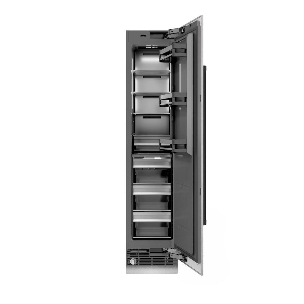 Autograph Edition 18 In. 8.6 Cu. Ft. Right Hinge Column Freezer In Satin Stainless Steel With Graphite Gray Interior And Matte Black Accents RCFVRZSN18MB