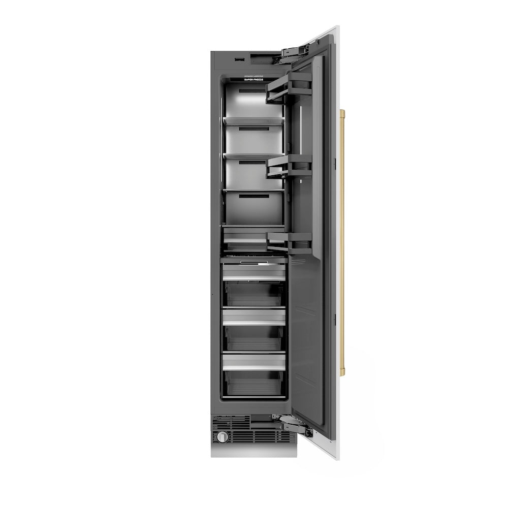 Autograph Edition 18 In. 8.6 Cu. Ft. Right Hinge Column Freezer In White Matte With Graphite Gray Interior And Champagne Bronze Accents RCFVRZWM18CB