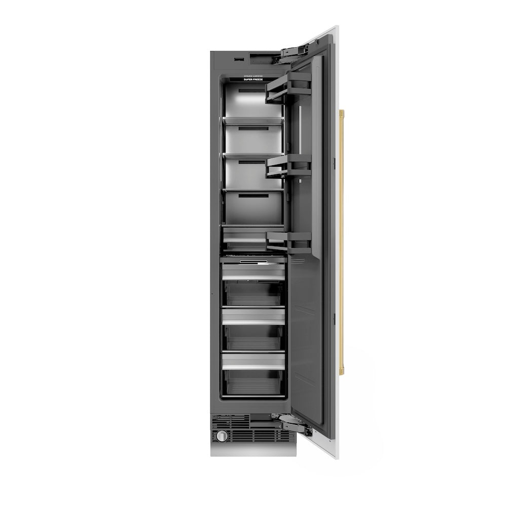 Autograph Edition 18 In. 8.6 Cu. Ft. Right Hinge Column Freezer In White Matte With Graphite Gray Interior And Polished Gold Accents RCFVRZWM18G
