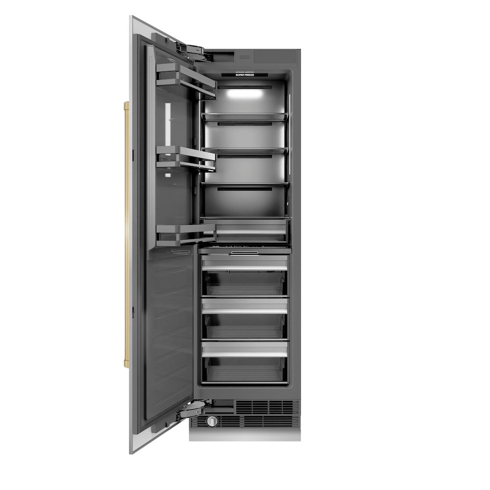 Autograph Edition 24 In. 12.4 Cu. Ft. Column Freezer In Stainless Steel With Graphite Gray Interior And Champagne Bronze Accents RCFVZ30424CB