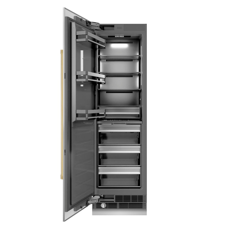 Autograph Edition 24 In. 12.4 Cu. Ft. Column Freezer In Stainless Steel With Graphite Gray Interior And Polished Gold Accents RCFVZ30424G