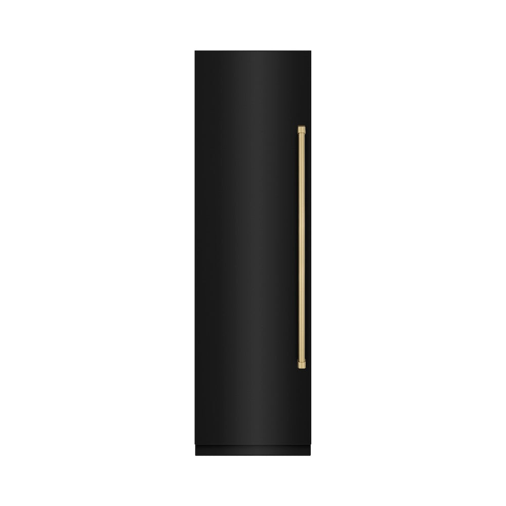 Autograph Edition 24 In. 12.4 Cu. Ft. Column Freezer In Black Stainless Steel With Graphite Gray Interior And Champagne Bronze Accents RCFVZBS24CB