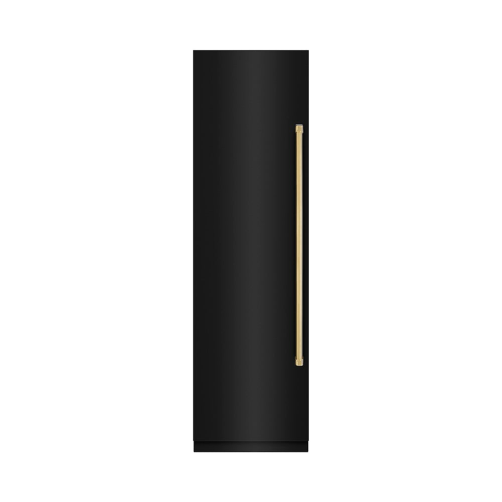 Autograph Edition 24 In. 12.4 Cu. Ft. Column Freezer In Black Stainless Steel With Graphite Gray Interior And Polished Gold Accents RCFVZBS24G
