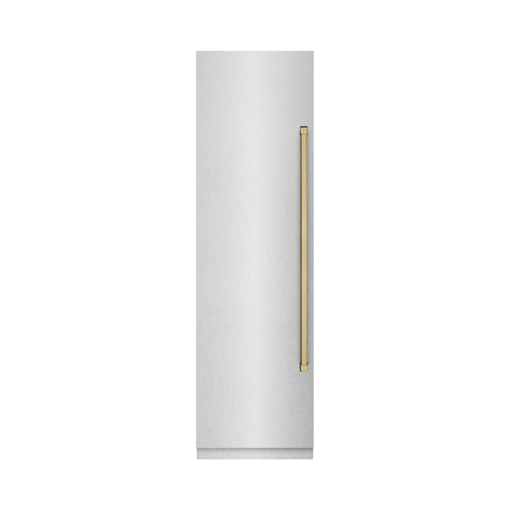 Autograph Edition 24 In. 12.4 Cu. Ft. Column Freezer In Satin Stainless Steel With Graphite Gray Interior And Champagne Bronze Accents RCFVZSN24CB