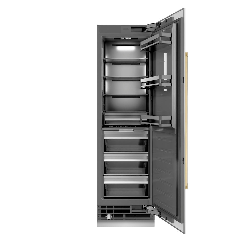 Autograph Edition 24 In. 12.5 Cu. Ft. Column Refrigerator In Stainless Steel With Graphite Gray Interior And Polished Gold Accents RCRVZ30424G