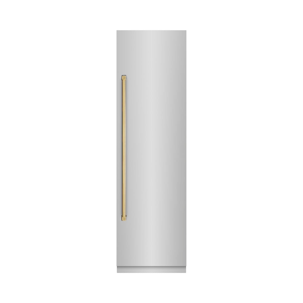 Autograph Edition 24 In. 12.5 Cu. Ft. Column Refrigerator In Stainless Steel With Graphite Gray Interior And Polished Gold Accents RCRVZ30424G