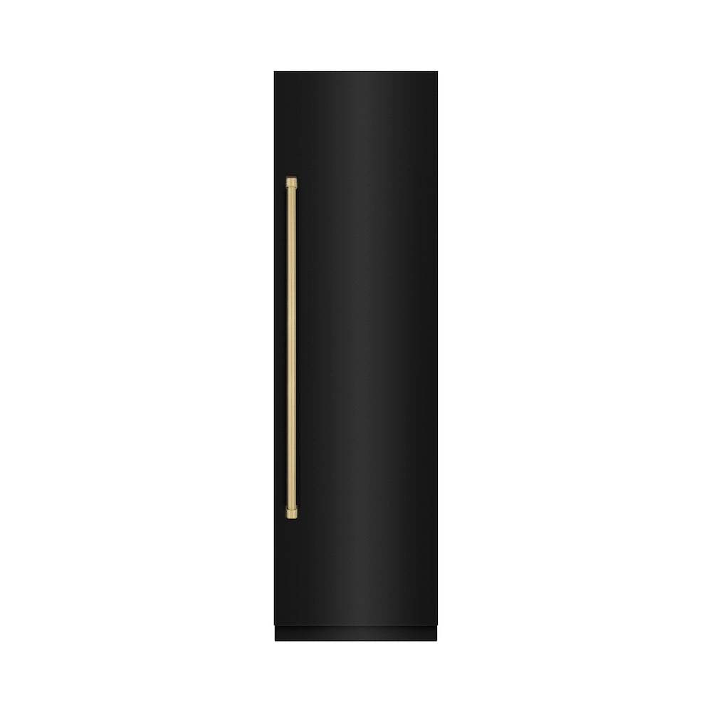 Autograph Edition 24 In. 12.5 Cu. Ft. Column Refrigerator In Black Stainless Steel With Graphite Gray Interior And Champagne Bronze Accents RCRVZBS24CB
