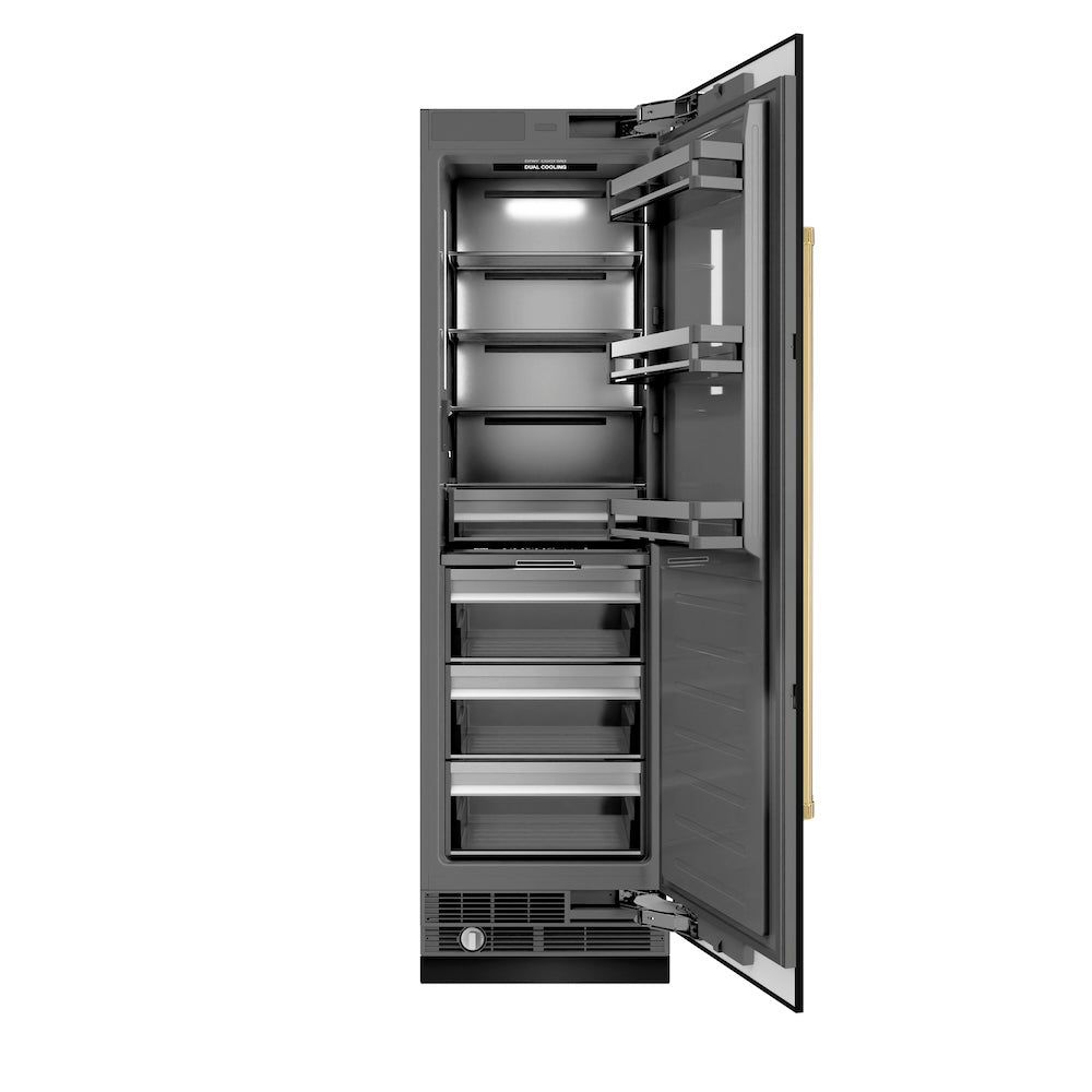 Autograph Edition 24 In. 12.5 Cu. Ft. Column Refrigerator In Black Stainless Steel With Graphite Gray Interior And Polished Gold Accents RCRVZBS24G