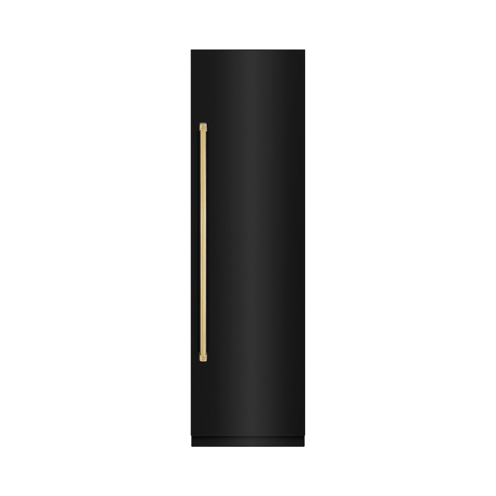 Autograph Edition 24 In. 12.5 Cu. Ft. Column Refrigerator In Black Stainless Steel With Graphite Gray Interior And Polished Gold Accents RCRVZBS24G