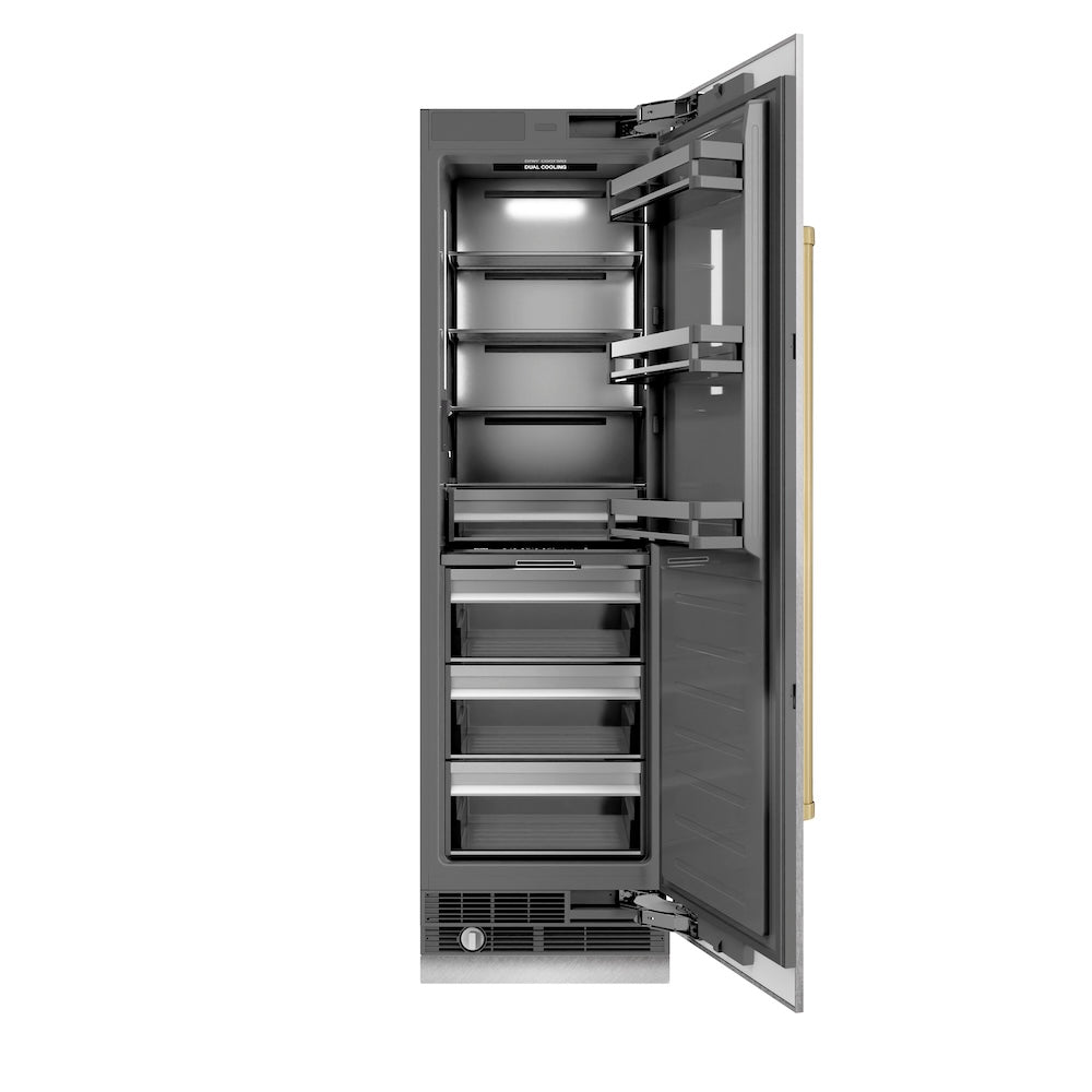 Autograph Edition 24 In. 12.5 Cu. Ft. Column Refrigerator In Satin Stainless Steel With Graphite Gray Interior And Champagne Bronze Accents RCRVZSN24CB