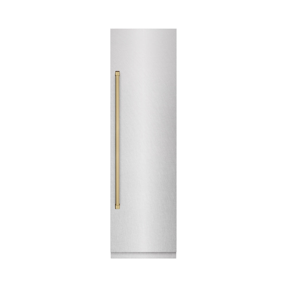 Autograph Edition 24 In. 12.5 Cu. Ft. Column Refrigerator In Satin Stainless Steel With Graphite Gray Interior And Champagne Bronze Accents RCRVZSN24CB